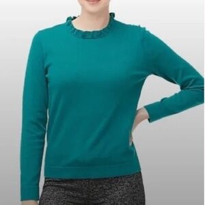 J. Crew Factory Women's Cotton Ruffle Neck Sweater